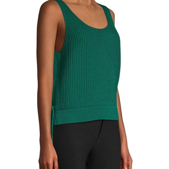 Vince Crossover V-Back Green Ribbed Tank Large NWT - Picture 9 of 14